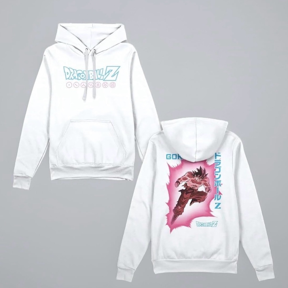Vtg‎ Bioworld Dragon Ball Z Super Saiyan Goku Men's White Hoodie Sz L EUC